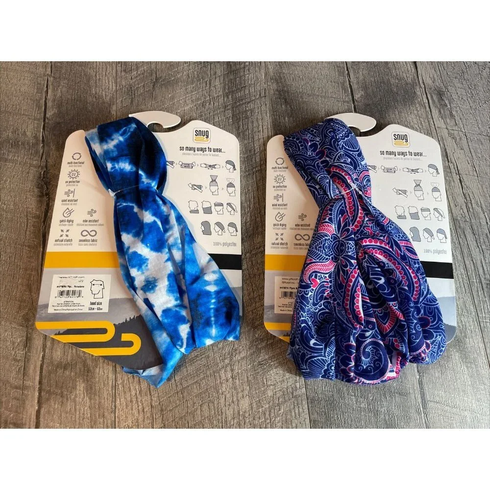 Snug Scarf Outdoor Multi-functional Hiking Packable UV Protection Lot‎ of 2 NEW